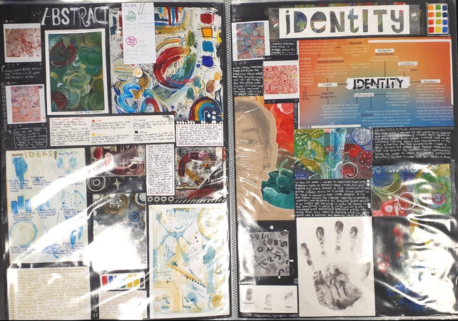 Continuing with the asbstract concept and linking it with the theme of Identity and self.The ideas that pushed me to create "𝗕𝘂𝗶𝗹𝗱 𝘂𝗽 𝗼𝗳 𝘀𝗲𝗹𝗳".A mixture of semi realism and abstract shaped designs